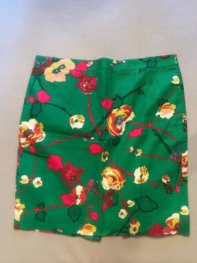 J.Crew | Green Floral Print Tailored Pencil Skirt